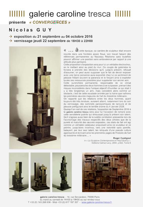 Exposition de Nicolas Guy à la galerie Caroline Tresca en 2016